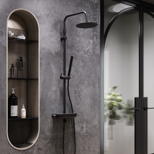 Душова система з душовим ТМС змішувачем полицею Damixa Scandinavian Pure, чорний (936760300) - 3