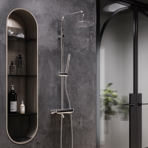 Душова система з душовим ТМС змішувачем полицею Damixa Scandinavian Pure, хром (936760000) - 2