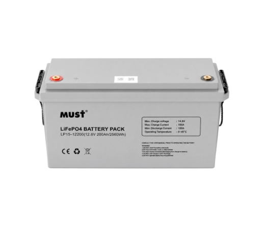 Акумуляторна батарея Must LiFePO4 LP15-12200 12,8V 200Ah, 2,56kWh, BMS100A@4S, 6000 cycles, 502x185x243, 23kg (LP15-12200) - 2