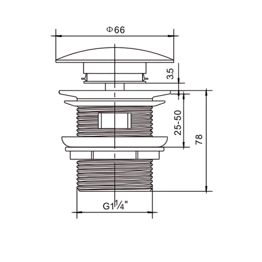 Донний клапан для раковини з переливом MIXXUS POP-UP-08 BLACK 1 1/4'' (СLICK-СLACK) (AC3565) - 2