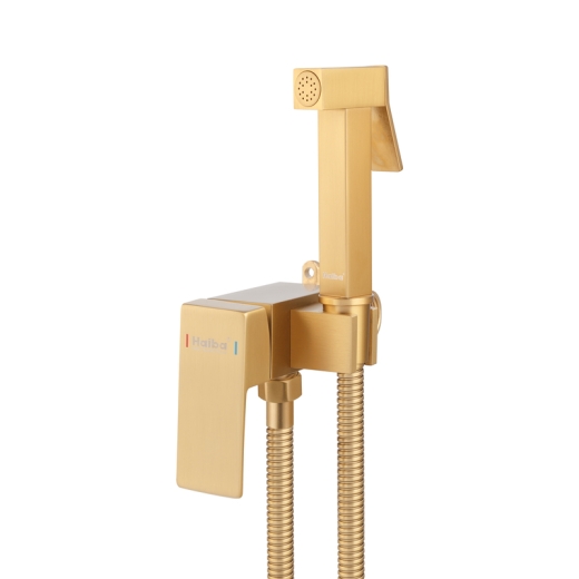 Змішувач для гігієнічного душу прихованого монтажу Haiba KUBUS 002 (INNER) BRUSHED GOLD, колір «Матове золото» (HB9625) - 1
