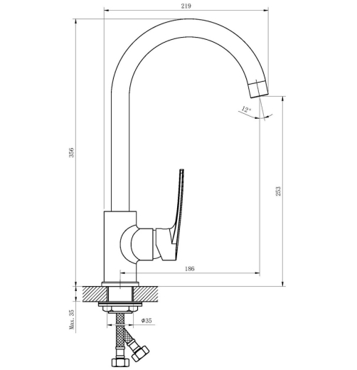 Змішувач для кухні Haiba TROYA 017 (NUT), високий, колір «Хром» (HB9662) - 3