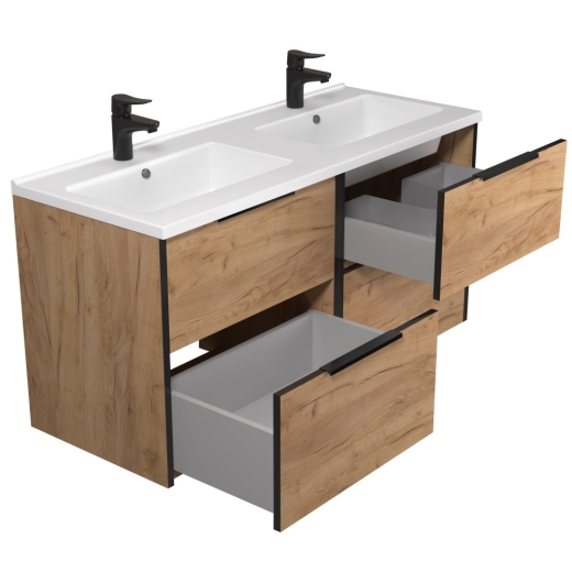 Тумба Мойдодир Line Craft 120-A DOUBLE з умивальником Rodeo 120x2 дуб крафт (00-0009426) - 4