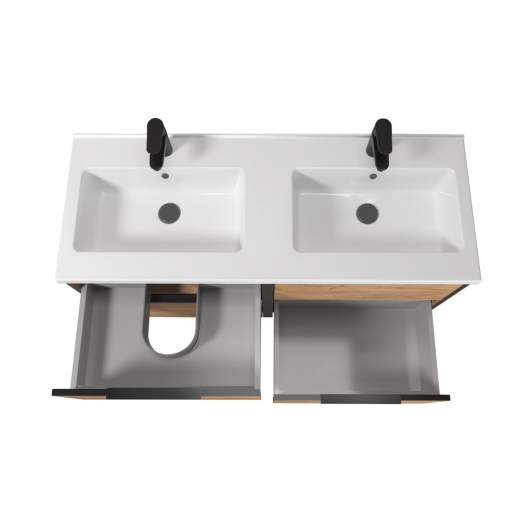 Тумба Мойдодир Line Craft 120-A DOUBLE з умивальником Rodeo 120x2 дуб крафт (00-0009426) - 5