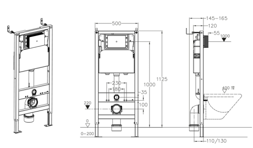 Инсталляция для подвесного унитаза KOER KT-0501-01 с панелью смыва KT-0601-01 ХРОМ (KR5168) - 3