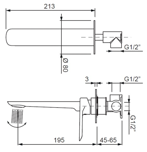 Смеситель для умывальника встраиваемый KOER KB-16028-05 (KR5298) - 2
