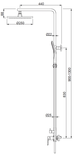 Душова колона зі змішувачем KOER KB-52028-12 (KR5311) - 2
