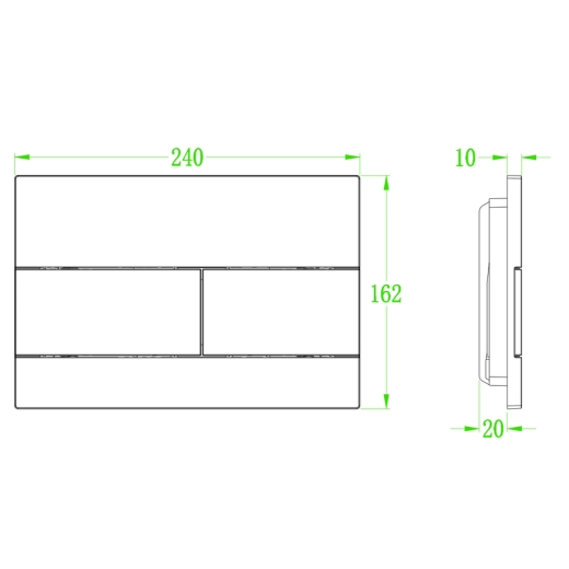 Панель змиву  KOER KT-0603-03 240x160x10mm біла, лінійна прямокутна кнопка (KR5318) - 2