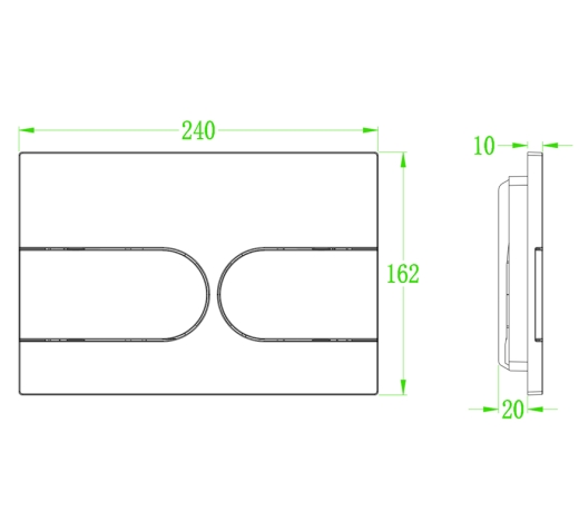 Панель змиву  KOER KT-0604-03 240x160x10mm біла, закруглена кнопка (KR5322) - 2
