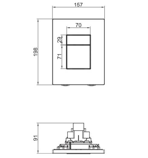 Панель змиву  KOER KT-0607-05 157x198x10mm чорна матова, прямокутна кнопка (KR5346) - 2