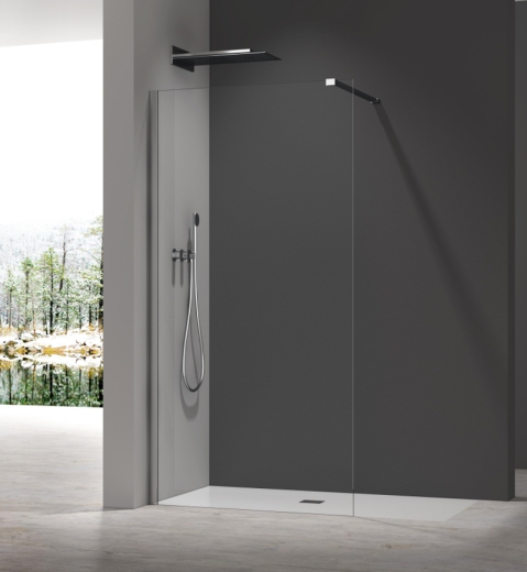 Душова перегородка Walk-In KOER SR SP01-100x200-TR-01 прозоре скло EASY CLEAN 8мм ХРОМ (KR5393) - 5