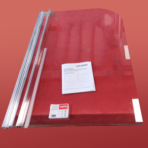 Шторка стеклянная на ванну распашная KOER SR BS01-80x140-TR-01 прозрачное стекло 6мм ХРОМ (KR5400) - 10