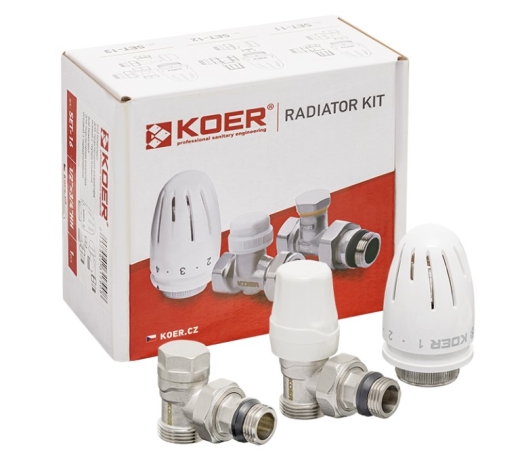 Комплект для підключення радіатора Koer SET-14 - 1/2"x3/4" (кутовий) з термоголовкою ЗЗ (KR3178) - 7