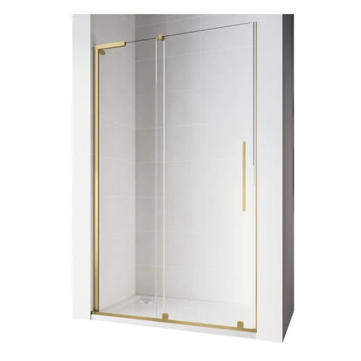 Двері у нішу розсувні Walk-In правосторонні KOER SR SD07 120x200 прозоре скло EASY CLEAN матове золото (KR5774) - 1