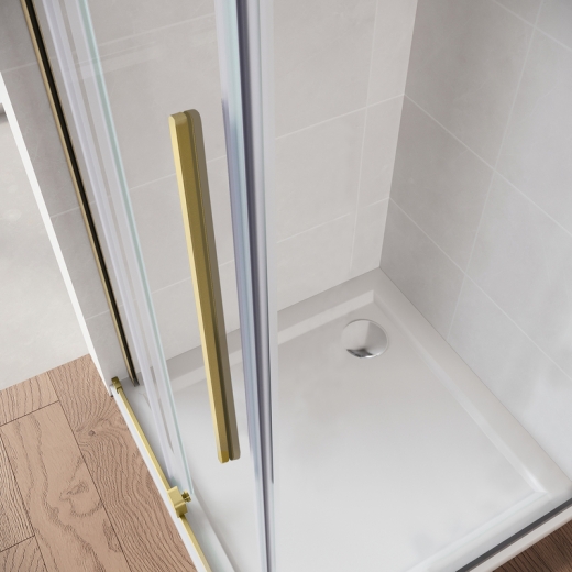 Двері у нішу розсувні Walk-In правосторонні KOER SR SD07 120x200 прозоре скло EASY CLEAN матове золото (KR5774) - 4
