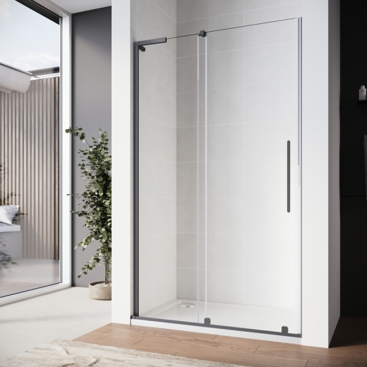 Двері у нішу розсувні Walk-In правосторонні KOER SR SD07 120x200 прозоре скло EASY CLEAN графіт (KR5775) - 3