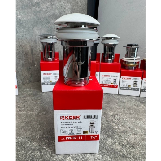 Донний клапан для раковини KOER PW-07-11 1 1/4'' з переливом автоматичний СLICK-СLACK (KR5784) - 8