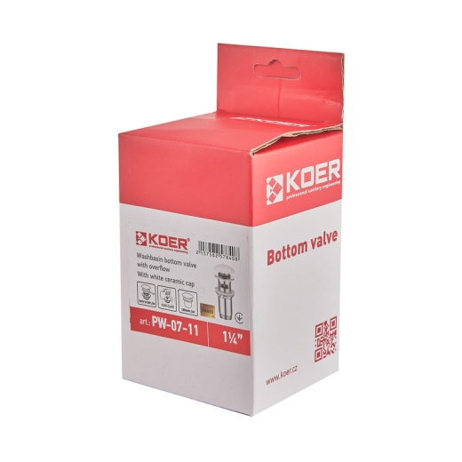 Донний клапан для раковини KOER PW-07-11 1 1/4'' з переливом автоматичний СLICK-СLACK (KR5784) - 9