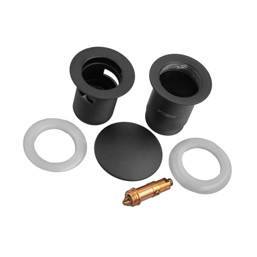 Донний клапан для раковини KOER PW-07-05 1 1/4'' з переливом автоматичний (СLICK-СLACK) (Колір чорний) (KR5785) - 5