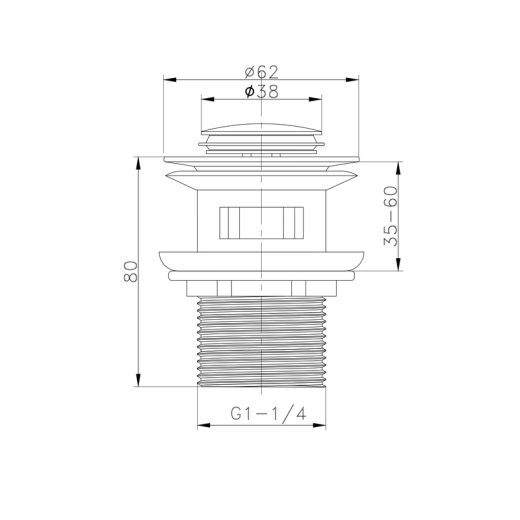 Донний клапан для раковини KOER PW-09-01 1 1/4'' з переливом автоматичний (СLICK-СLACK) (Колір хром) (KR5796) - 3