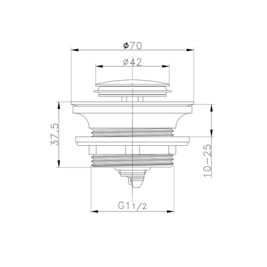 Донний клапан для ванни KOER PW-06-01 1 1/2'' автоматичний (СLICK-СLACK) (Колір хром) (KR5799) - 2