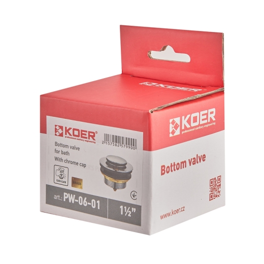 Донний клапан для ванни KOER PW-06-01 1 1/2'' автоматичний (СLICK-СLACK) (Колір хром) (KR5799) - 7