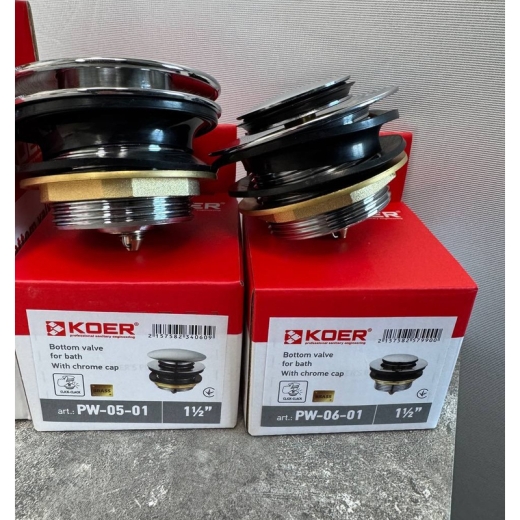 Донний клапан для ванни KOER PW-06-01 1 1/2'' автоматичний (СLICK-СLACK) (Колір хром) (KR5799) - 9