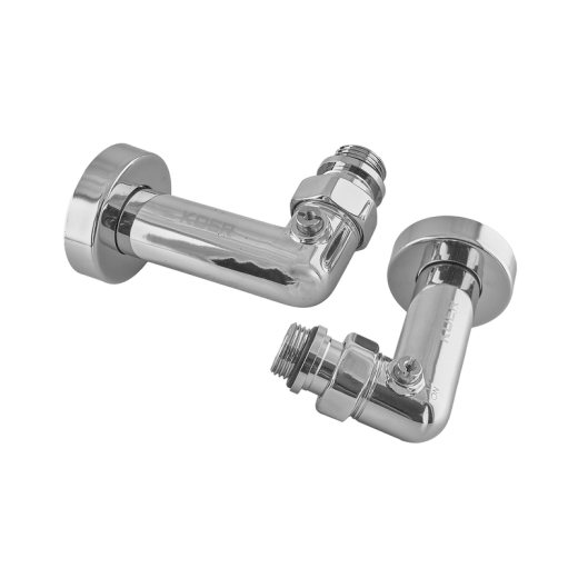 Комплект кранів для рушникосушарки KOER KR.SET.550 - M1/2''xM1/2'' кутовий, запірний, хромований (KR5840) - 2