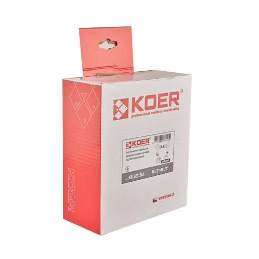 Комплект кранів для рушникосушарки KOER KR.SET.551 - M1/2''xM1/2'' кутовий, під ТЕН хромований (KR5841) - 5