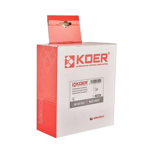 Кран для рушникосушарки KOER KR.SET.533 - M1/2''xM1/2'' кутовий, подовжений, хромований (KR5842) - 6