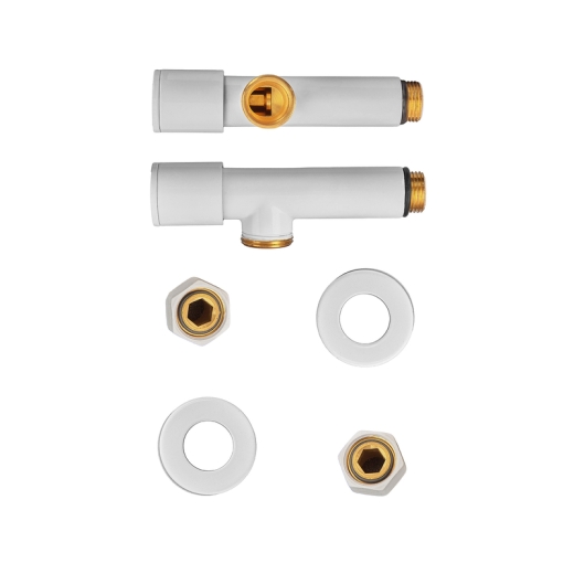 Комплект кранів для рушникосушарки KOER KR.SET.534 WHITE - M1/2''xM1/2'' кутовий, подовжений (KR5843) - 4