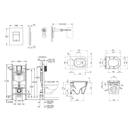 Комплект 4 в 1: Інсталяція GROHE Solido 3 в 1 3884966Q + Унітаз безобідковий Kroner Armada WHI513636 TORNADO 3884966KA51T (CV037780) - 15