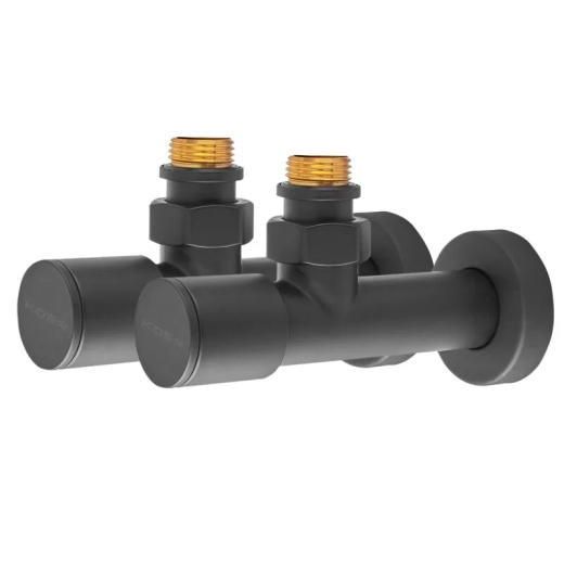 Комплект кранов для полотенцесушителя KOER KR.SET.535 BLACK - M1/2''xM1/2'' угловой, удлиненный (KR5844) - 1