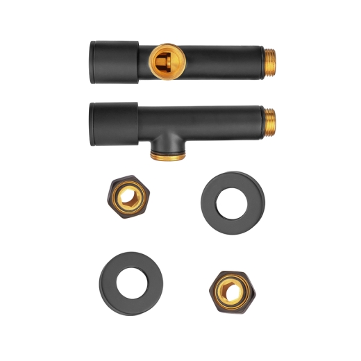 Комплект кранов для полотенцесушителя KOER KR.SET.535 BLACK - M1/2''xM1/2'' угловой, удлиненный (KR5844) - 4