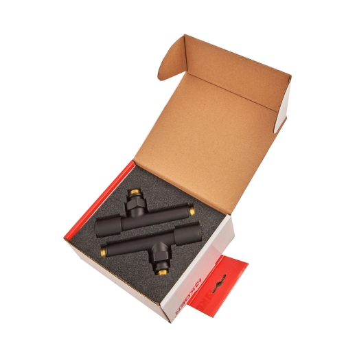 Комплект кранов для полотенцесушителя KOER KR.SET.535 BLACK - M1/2''xM1/2'' угловой, удлиненный (KR5844) - 5