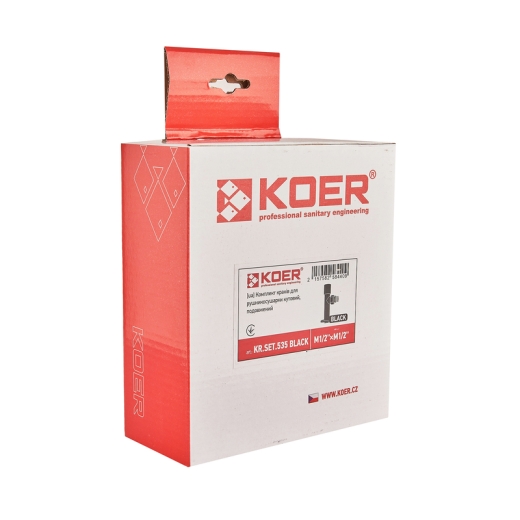 Комплект кранов для полотенцесушителя KOER KR.SET.535 BLACK - M1/2''xM1/2'' угловой, удлиненный (KR5844) - 6