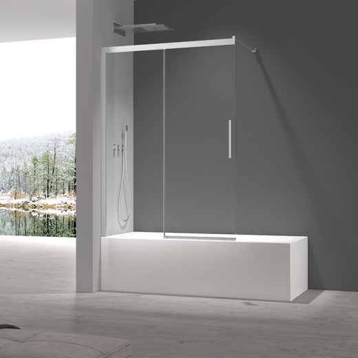 Розсувні скляні шторки на ванну KOER SR BS06-120x150-TR-01 прозоре скло EASY CLEAN 6 мм хром (KR5945) - 2