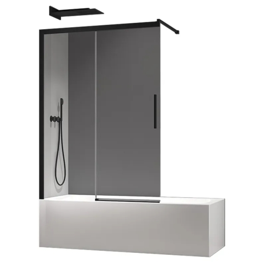 Розсувні скляні шторки на ванну KOER SR BS06-120x150-TR-07 прозоре скло EASY CLEAN 6 мм графіт (KR5947) - 1