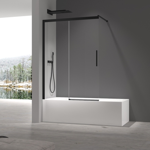 Розсувні скляні шторки на ванну KOER SR BS06-120x150-TR-07 прозоре скло EASY CLEAN 6 мм графіт (KR5947) - 2