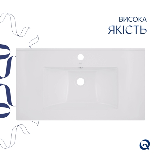 Раковина врізна меблева Qtap Albatross 820х460х180 мм, White, прямокутна, без донного клапана (QT01113080CW1) - 2