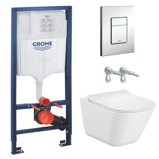 Комплект: Унітаз ROCA GAP Rimless із сидінням ULTRASLIM soft-close + Інсталяція GROHE RAPID SL, клавіша хром (A34H472000+38772001) - 1