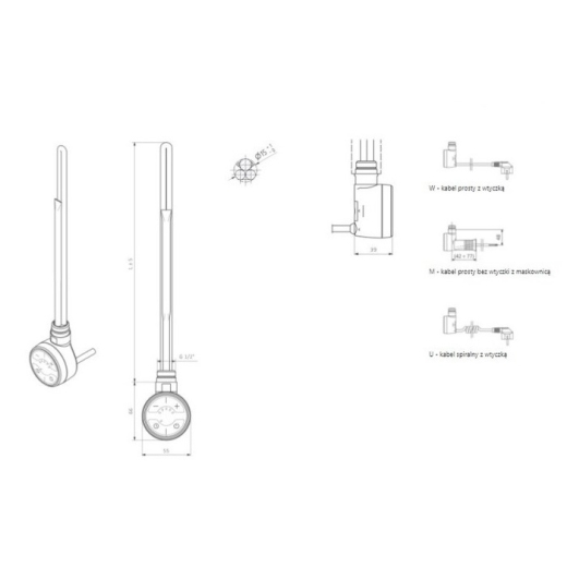 ТЕН прихованого монтажу TERMA Moa 400W білий WEMOA04T916M/WEMOA04F916M - 3