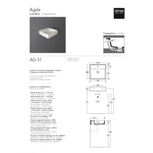Умивальник SIMAS Agile білий AG51 - 2