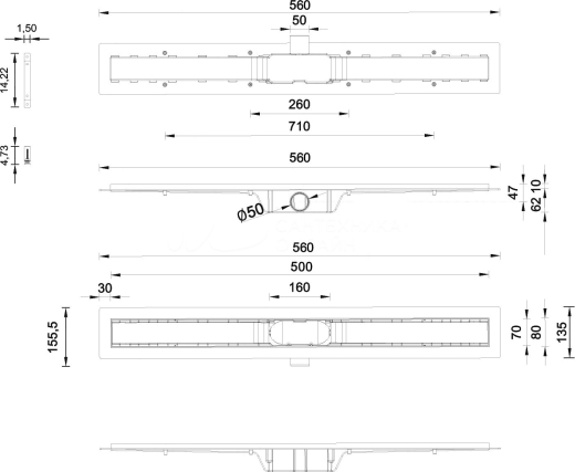 Душовий канал із решіткою STYRON Harmony чорний (STY-H-50-FF) - 2