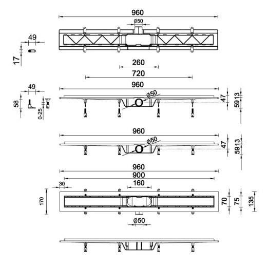 Душовий канал із решіткою STYRON Klasszik (STY-K-90) - 2