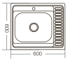 Мойка кухонная ZERIX Z6060L-04-160E (satin) (ZM0567) - 3