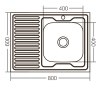 Кухонна мийка накладна ZERIX Z8060R-06-160E (satin) (ZX1617) - 3
