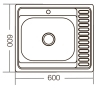 Мойка кухонная ZERIX Z6060R-06-160E (satin) (ZM0577) - 3