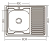 Кухонная мойка накладная ZERIX Z8060L-06-160E (satin) (ZX1616) - 3