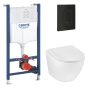 Комплект 4 в 1: Установка Grohe Solido 2 в 1 38971000 + Панель смыва для унитаза Grohe Even 389662430 + Унитаз подвесной безобедочный Kroner Harz WHI493736 RIMLESS с сидением Slim Duroplast /Soft-close / Quick relase KH493736WHIR (CV036761) - 1
